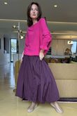 Paloma Bubble Hem Midi Skirt Damson